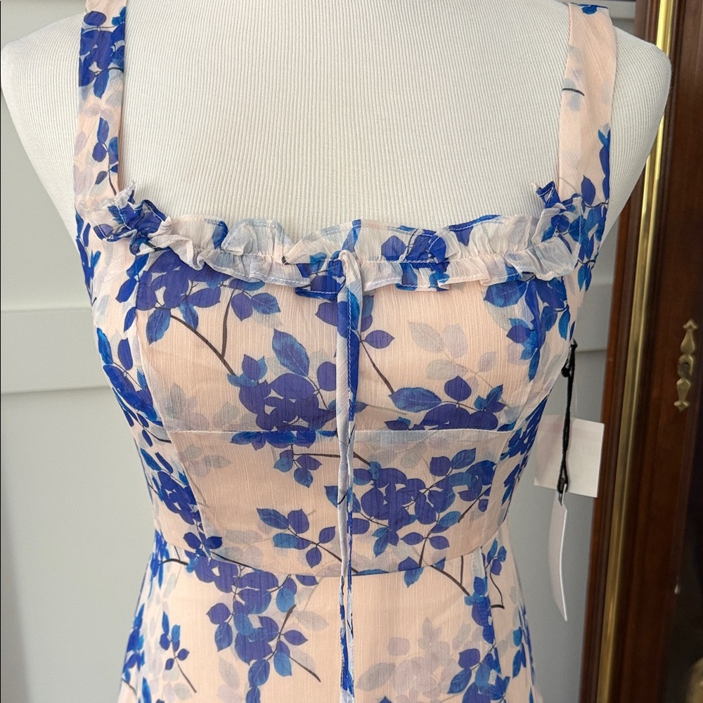 Astr Floral Maxi Dress in Blue and Cream - Picture 2 of 8